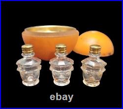 Vintage Orange Perfume Glass Box With 3 Mini Perfumes 40'S Miami Beach Florida