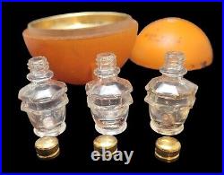 Vintage Orange Perfume Glass Box With 3 Mini Perfumes 40'S Miami Beach Florida