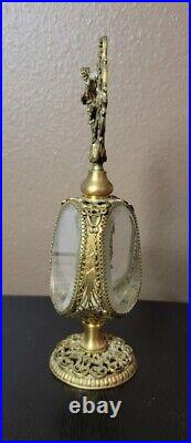 Vintage Ormolu Filigree Ornate Perfume Bottle with Glass Dauber