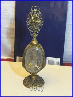 Vintage Ormolu Filigree Ornate Perfume Bottle with Glass Dauber 9 Tall