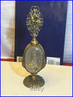 Vintage Ormolu Filigree Ornate Perfume Bottle with Glass Dauber 9 Tall