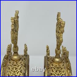 Vintage Ormolu Filigree Peach Glass Perfume Bottle Lot of 2