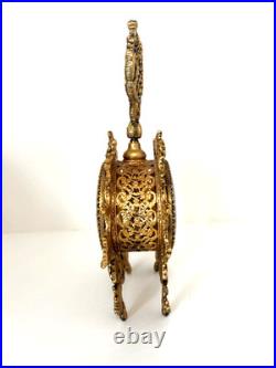 Vintage Ormolu Filigree Perfume Bottle Footed Amber Glass 9 3/4 Tall