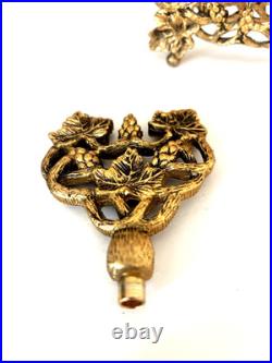Vintage Ormolu Filigree Perfume Bottle Footed Amber Glass 9 3/4 Tall