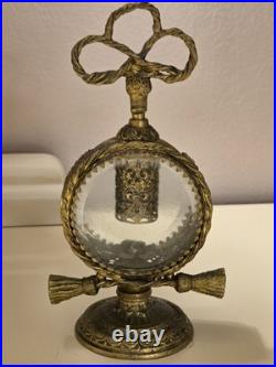 Vintage Ormolu Filigree Perfume / Scent Bottle Matson Style Double Glass