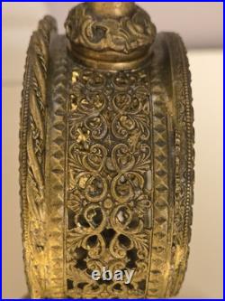 Vintage Ormolu Filigree Perfume / Scent Bottle Matson Style Double Glass