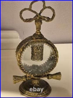 Vintage Ormolu Filigree Perfume / Scent Bottle Matson Style Double Glass