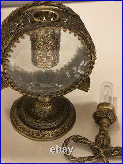 Vintage Ormolu Filigree Perfume / Scent Bottle Matson Style Double Glass