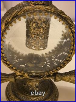Vintage Ormolu Filigree Perfume / Scent Bottle Matson Style Double Glass