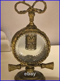 Vintage Ormolu Filigree Perfume / Scent Bottle Matson Style Double Glass