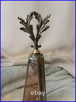 Vintage Ormolu Filigree Tufted Trinket Casket and Matching Perfume Bottles