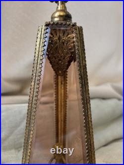 Vintage Ormolu Filigree Tufted Trinket Casket and Matching Perfume Bottles