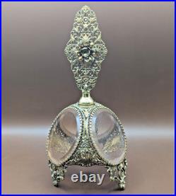 Vintage Ormolu Gilded Filigree Perfume Bottle With Glass Vile & Dauber 8.5