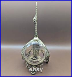 Vintage Ormolu Gilded Filigree Perfume Bottle With Glass Vile & Dauber 8.5