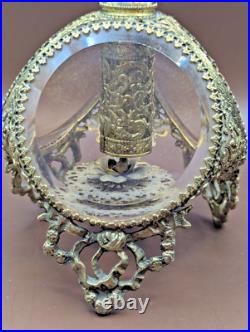 Vintage Ormolu Gilded Filigree Perfume Bottle With Glass Vile & Dauber 8.5