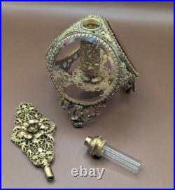 Vintage Ormolu Gilded Filigree Perfume Bottle With Glass Vile & Dauber 8.5