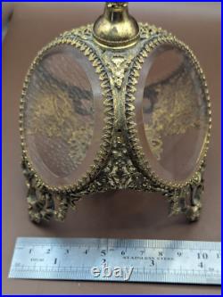 Vintage Ormolu Gilded Filigree Perfume Bottle With Glass Vile & Dauber 8.5