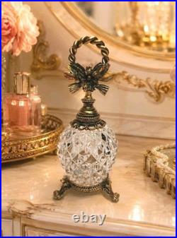 Vintage Ormolu Perfume Bottle Glass Dauber Hollywood Regency Gilt Vanity