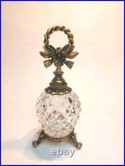 Vintage Ormolu Perfume Bottle Glass Dauber Hollywood Regency Gilt Vanity