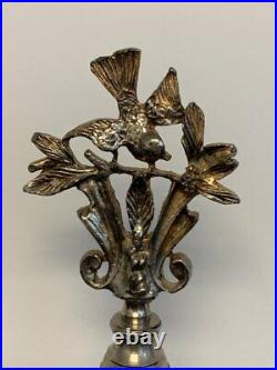 Vintage Ormolu Perfume Bottle with Birds and Floral Cameo Decoration