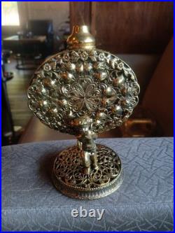 Vintage Ornate Gilt Filigree Perfume Bottle + 3 Unmatching Daubers (R)