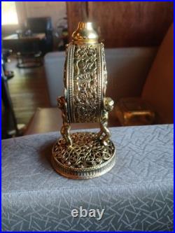 Vintage Ornate Gilt Filigree Perfume Bottle + 3 Unmatching Daubers (R)