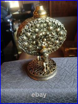 Vintage Ornate Gilt Filigree Perfume Bottle + 3 Unmatching Daubers (R)