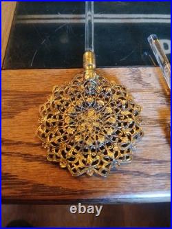 Vintage Ornate Gilt Filigree Perfume Bottle + 3 Unmatching Daubers (R)