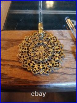Vintage Ornate Gilt Filigree Perfume Bottle + 3 Unmatching Daubers (R)