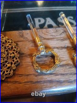 Vintage Ornate Gilt Filigree Perfume Bottle + 3 Unmatching Daubers (R)