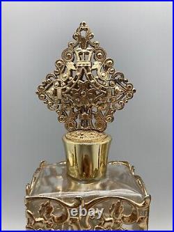 Vintage Ornate Gold ORMOLU Filigree Floral Design Perfume Bottles BEAUTIFUL