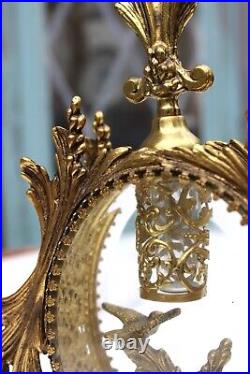 Vintage Ornate Gold Plated Ormolu Filigree Figural Vanity Perfume Bottle withCupid