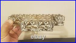 Vintage Ornate Hollywood Regency Perfume Cologne Filigree Dresser Set & Mirror