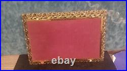 Vintage Ornate Hollywood Regency Perfume Cologne Filigree Dresser Set & Mirror