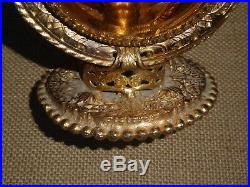 Vintage Ornate Ormolu Gold Filigree Perfume Tray w 3 Glass Perfume Bottles
