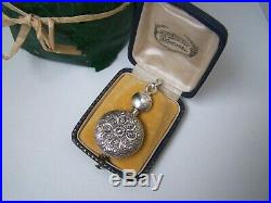 Vintage Ornate Solid Sterling Silver Chatelaine Perfume Bottle Pendant Unusual