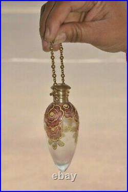 Vintage Oval/Egg Shape Enamel Work Glass Perfume Bottle