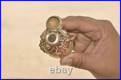 Vintage Oval/Egg Shape Enamel Work Glass Perfume Bottle