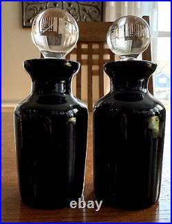 Vintage P. V. Portieux Vallerysthal French Black Glass Perfume Bottles