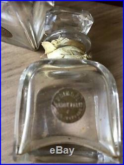 Vintage Pair Of Glass Scent Bottles In Rimmel London Leather Case / Box