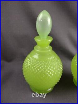 Vintage Pair Of Jadeite Glass Perfume Bottles