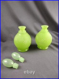 Vintage Pair Of Jadeite Glass Perfume Bottles