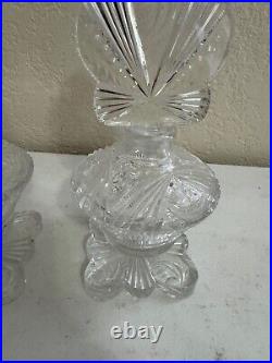 Vintage Pair of Cut Glass or Crystal Perfume Bottles