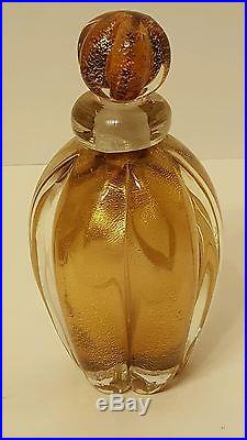 Vintage Pair of Murano Gold Metallic Speckled Perfume Scent Bottles