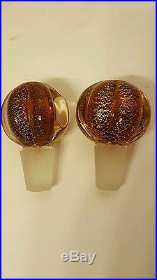 Vintage Pair of Murano Gold Metallic Speckled Perfume Scent Bottles