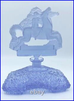 Vintage Pale Purple Czech Glass Perfume Bottle w Nude Riding Two Horses