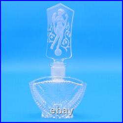Vintage Perfume ART DECO NUDE INTAGLIO Cut Crystal Bottle Signed Czech DAUBER