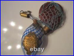 Vintage Perfume Atomizer Mokin's Paris Blue Stripe Glass Bottle Tub Bba-9
