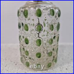 Vintage Perfume Bottle Atomiser Green Dot Diamond Glass Pattern Baccarat Style