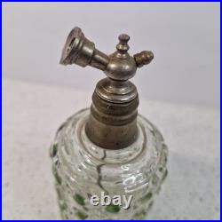 Vintage Perfume Bottle Atomiser Green Dot Diamond Glass Pattern Baccarat Style